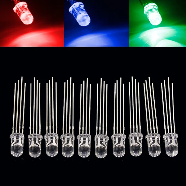Wholesale Price 10pcs 5mm RGB LED Common Cathode 4 Pin Tri Color Emitting Diodes Transparent
Wholesale Price 10pcs 5mm RGB LED Common Cathode 4 Pin Tri Color Emitting Diodes Transparent