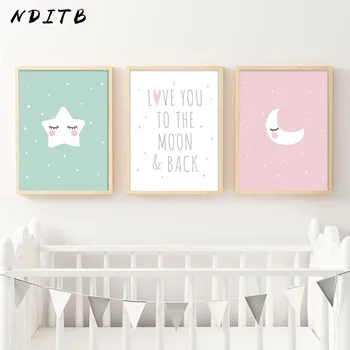 NDITB Cartoon Moon Star Canvas Art Posters Nursery Prints Painting Wall Picture Baby Room Decoration Love You The Moon and Back 
NDITB Cartoon Moon Star Canvas Art Posters Nursery Prints Painting Wall Picture Baby Room Decoration Love You The Moon and Back