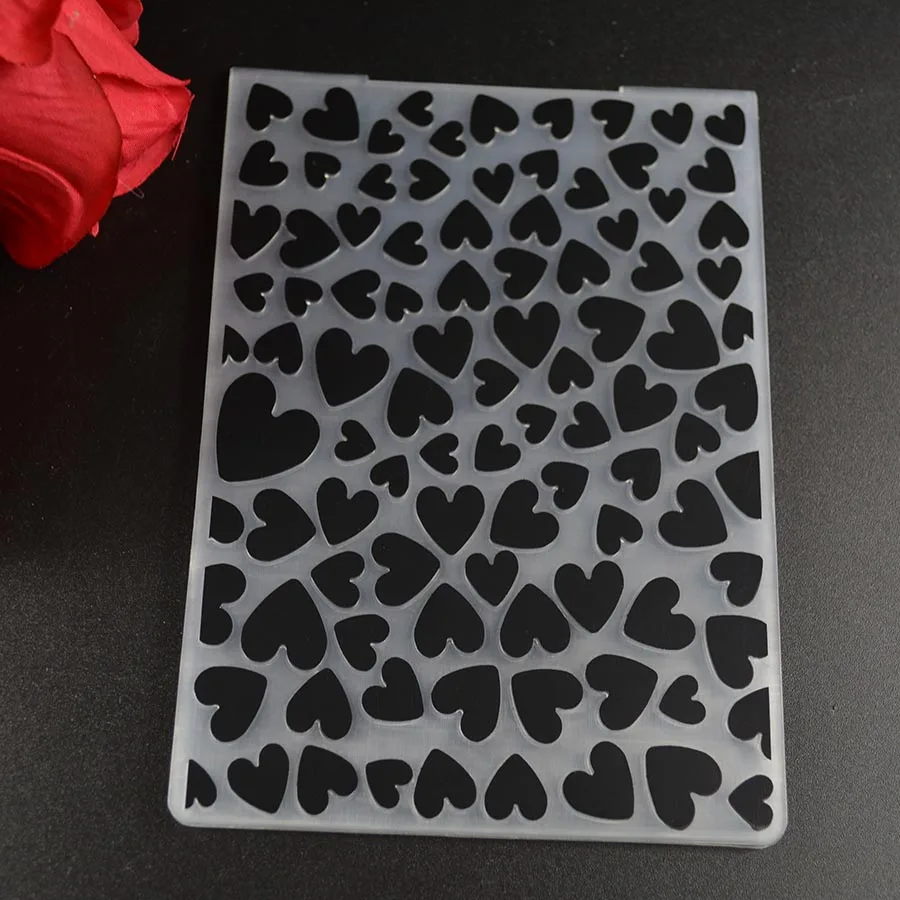 Big small hearts plastic embossing folder for card making stationary paper crafts stencil cutting die background
Big small hearts plastic embossing folder for card making stationary paper crafts stencil cutting die background