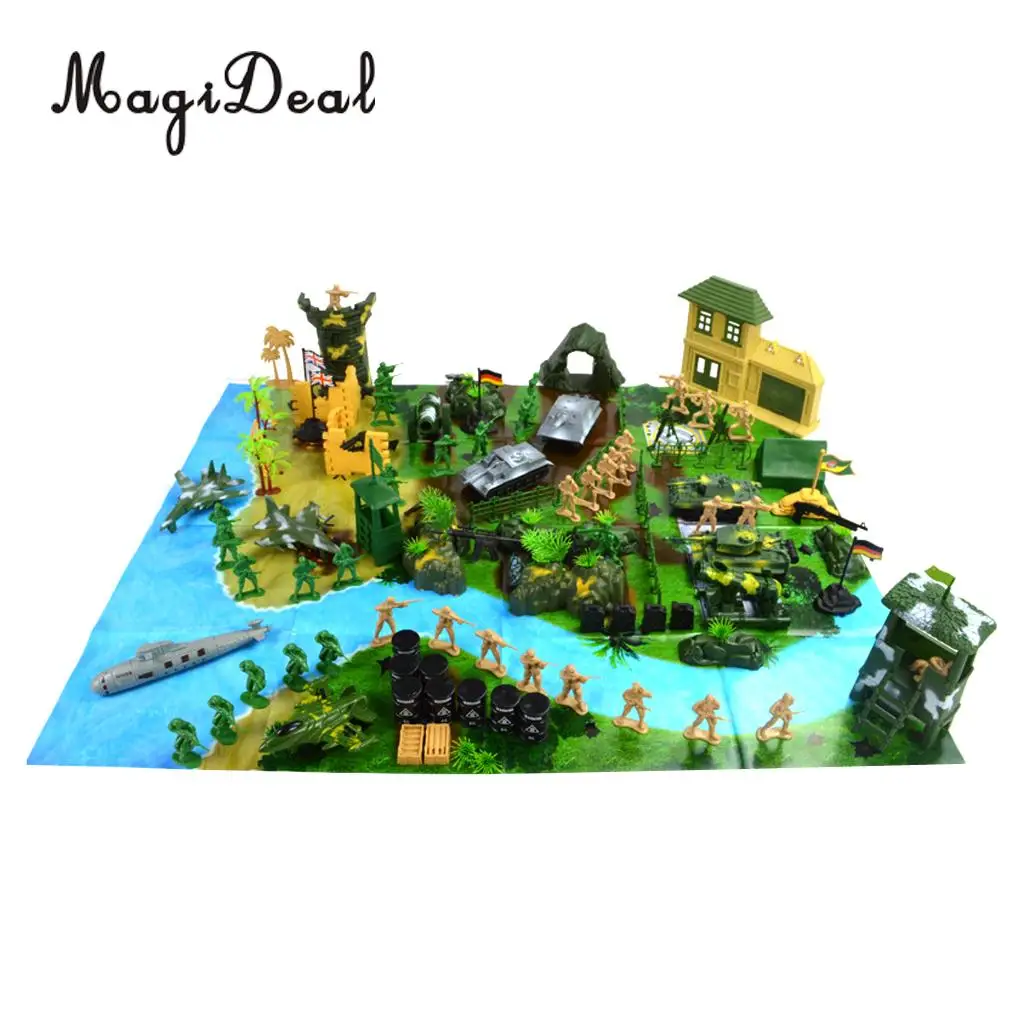 130Pcs/Set Plastic Action Figures Army Men Soldier Play Set with Scaled Vehicles for Sand Model Layout Children Boys Gift Toys
130Pcs/Set Plastic Action Figures Army Men Soldier Play Set with Scaled Vehicles for Sand Model Layout Children Boys Gift Toys