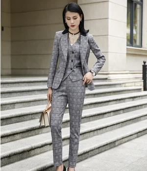 Formal 3 Pieces Sets With Jackets and Pants and Vest Coat & Waistcoat Professional Ladies Office High Quality Fabric Pants Suits
Formal 3 Pieces Sets With Jackets and Pants and Vest Coat & Waistcoat Professional Ladies Office High Quality Fabric Pants Suits