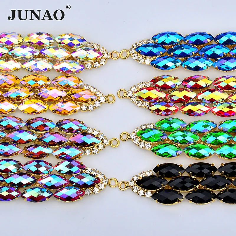 JUNAO 10*2cm Sewing Blue AB Glass Rhinestone Chain Bikini Connector Clothes Appliques Crystal Trim Gold Claw Crystals Stones
JUNAO 10*2cm Sewing Blue AB Glass Rhinestone Chain Bikini Connector Clothes Appliques Crystal Trim Gold Claw Crystals Stones
