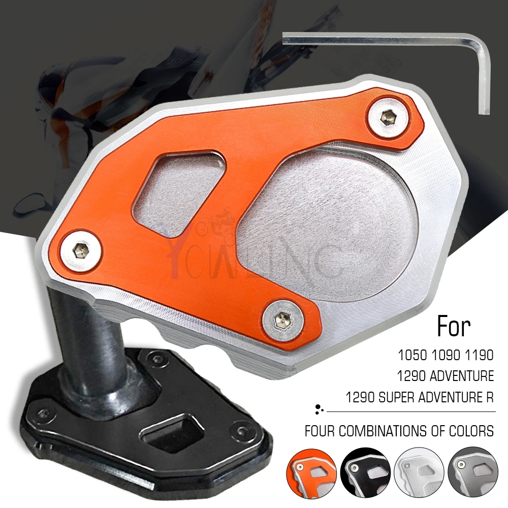 

CNC Aluminum Montor Side Stand Enlarge Kickstand Extension Plate Pad For KTM 1050 1090 1190 1290 Adventure