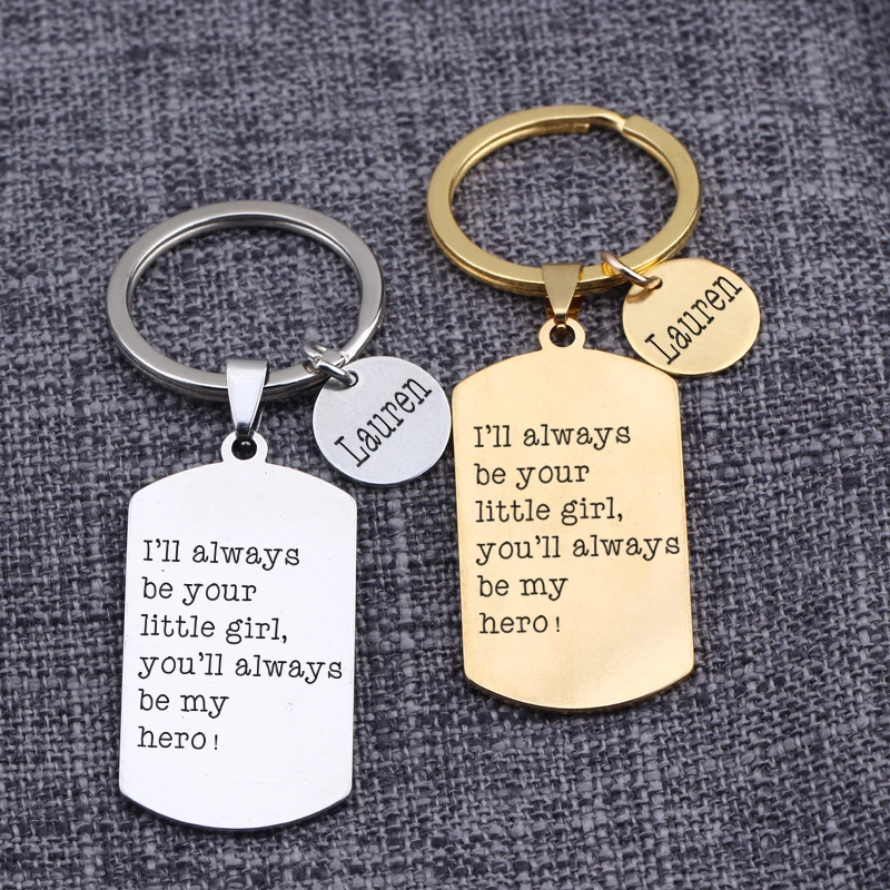 Bag Charms Dog Tag Keychains Daddy Gift Father`s Day Custom Name I`l Always Be Your Little Girl You`ll Always Be My Hero Jewelry
Bag Charms Dog Tag Keychains Daddy Gift Father`s Day Custom Name I`l Always Be Your Little Girl You`ll Always Be My Hero Jewelry