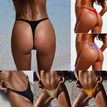 G-string bikini roupa de banho feminina moda sexy tong biquíni cores sólidas triângulo biquíni tanga calcinha maiô biquínis 2019 mujer(China)