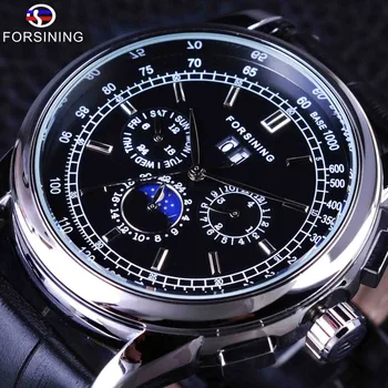 Forsining Luxury Moon Phase Design Genuine Leather Fashion Casual Wearing Scale Dial Mens Watch Top Brand Luxury Automatic Watch
Forsining Luxury Moon Phase Design Genuine Leather Fashion Casual Wearing Scale Dial Mens Watch Top Brand Luxury Automatic Watch