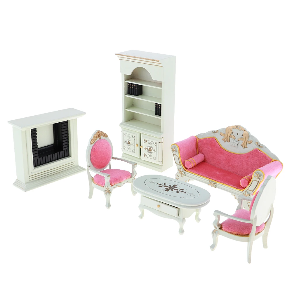 European Style 1/12 Dollhouse Miniature Wooden End Table Sofa Chair Display Cabinet Set Living Room Furniture Kit 6pcs
European Style 1/12 Dollhouse Miniature Wooden End Table Sofa Chair Display Cabinet Set Living Room Furniture Kit 6pcs