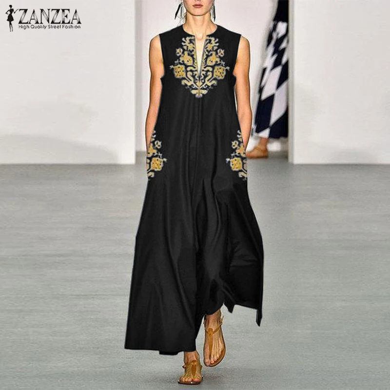 Fashion Women's V Neck Sleeveless Beach Sundress ZANZEA Summer Bohemian Floral Printed Long Dress Sarafans Plus Size Vestido
Fashion Women's V Neck Sleeveless Beach Sundress ZANZEA Summer Bohemian Floral Printed Long Dress Sarafans Plus Size Vestido