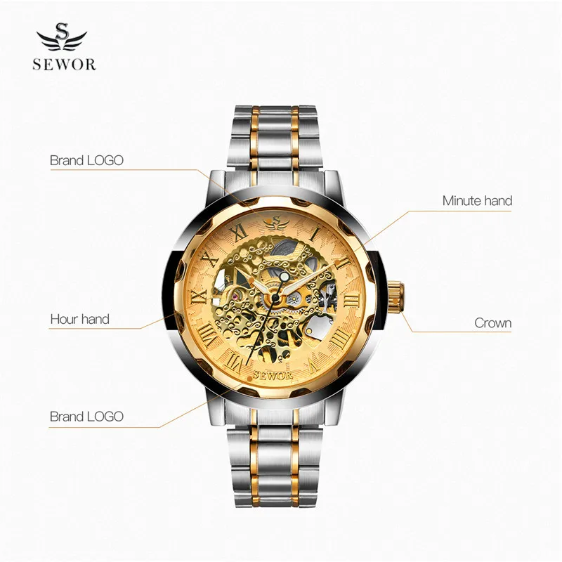 SEWOR Luxury Gold Men's Watch Mechanical Hand Wind Mens Wrist Waches Skeleton Casual Male Clock Waterproof Top Brand Luxury 30
SEWOR Luxury Gold Men's Watch Mechanical Hand Wind Mens Wrist Waches Skeleton Casual Male Clock Waterproof Top Brand Luxury 30