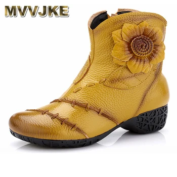 MVVJKE Women Genuine Leather Boots 2018 Winter Fashion High Quality Soft Bottom Med Heels Ankle Boots Female Cowhide Floral
MVVJKE Women Genuine Leather Boots 2018 Winter Fashion High Quality Soft Bottom Med Heels Ankle Boots Female Cowhide Floral