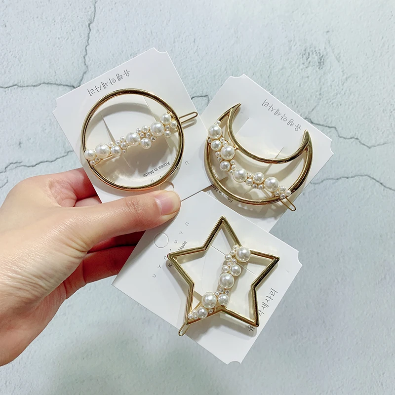 1PC Cute Imitiation Pearl Star Moon Shape Hairpins Metal Gold Color Barrettes Hair Clips Hair Styling Accessories for Women Girl
1PC Cute Imitiation Pearl Star Moon Shape Hairpins Metal Gold Color Barrettes Hair Clips Hair Styling Accessories for Women Girl