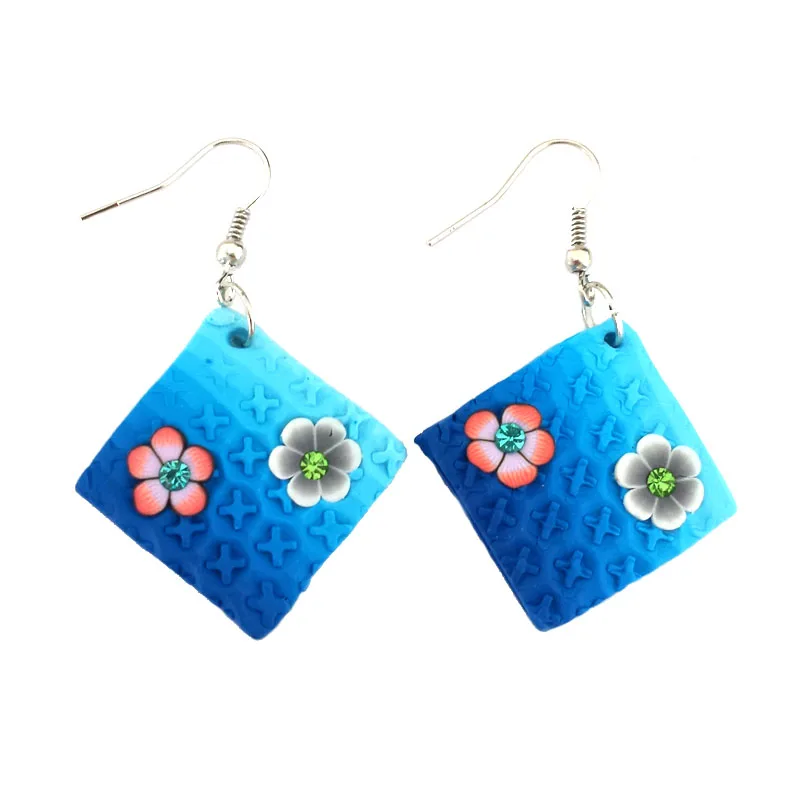 Cute Sea Blue Square Fimo Colorful Flower Bohemian Fashion Drop Dangle Earrings For Women Jewelry Bijouterie
Cute Sea Blue Square Fimo Colorful Flower Bohemian Fashion Drop Dangle Earrings For Women Jewelry Bijouterie