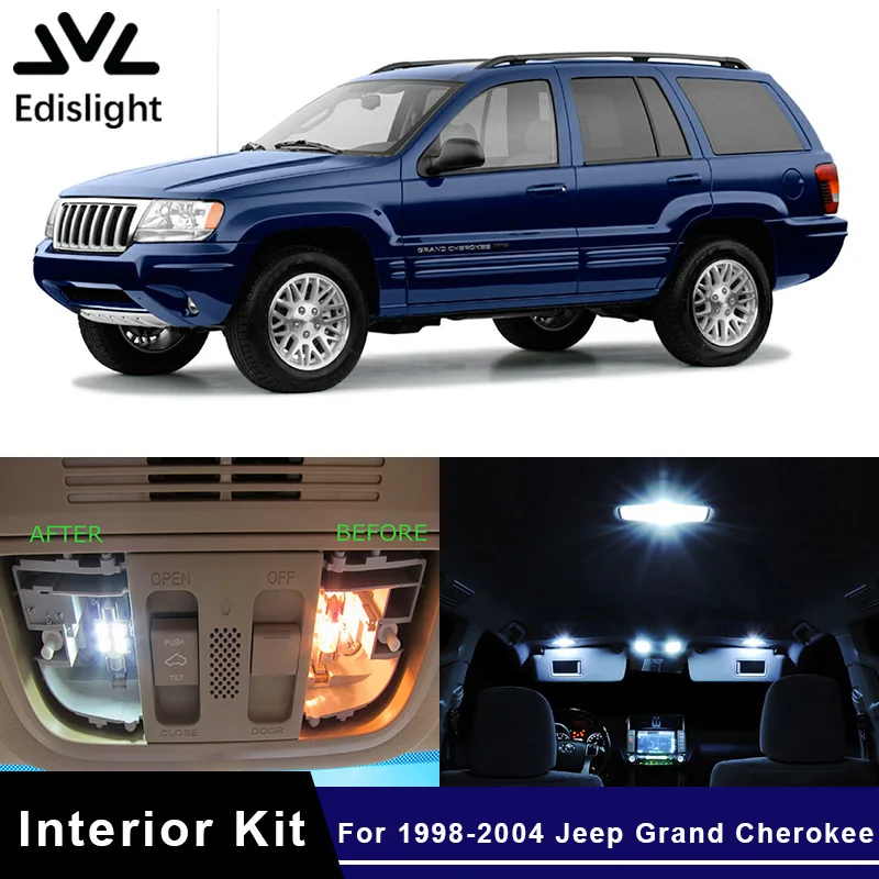Edislight 10Pcs White Ice Blue Canbus LED Lamp Car Bulbs Interior Package Kit For 1998-2004 Jeep Grand Cherokee Map Light
Edislight 10Pcs White Ice Blue Canbus LED Lamp Car Bulbs Interior Package Kit For 1998-2004 Jeep Grand Cherokee Map Light