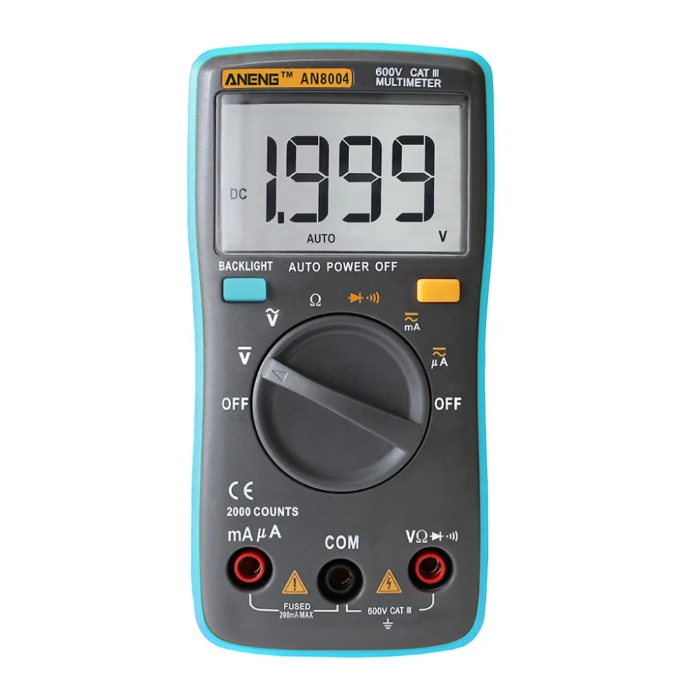 Backlight Digital Multimeter 2000 Counts AC / DC Ammeter Voltmeter Ohm Meter 'Limit 15
Backlight Digital Multimeter 2000 Counts AC / DC Ammeter Voltmeter Ohm Meter 'Limit 15