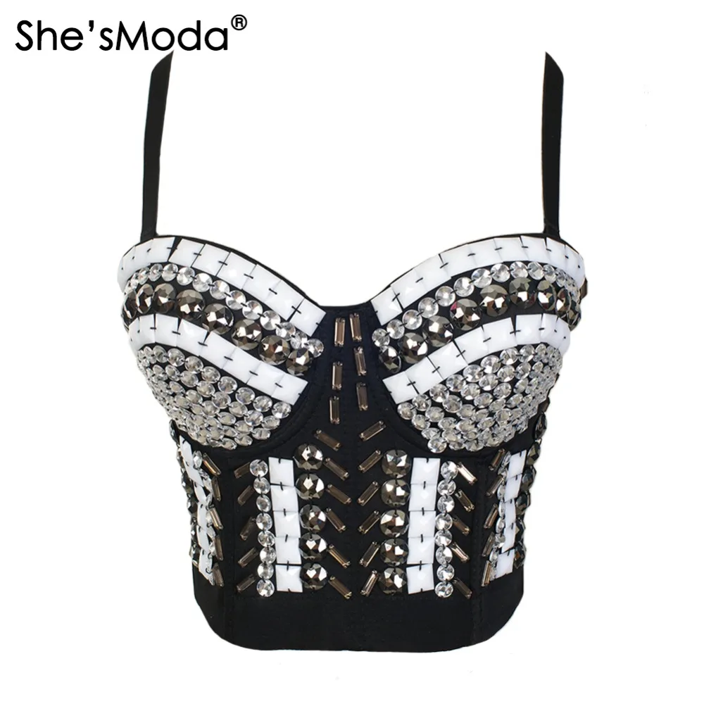 She'sModa Queen Rhinestone Bead Bustier Pearls Diamond Push Up Night Club Bralette Women's Bra Cropped Top Vest Plus Size
She'sModa Queen Rhinestone Bead Bustier Pearls Diamond Push Up Night Club Bralette Women's Bra Cropped Top Vest Plus Size