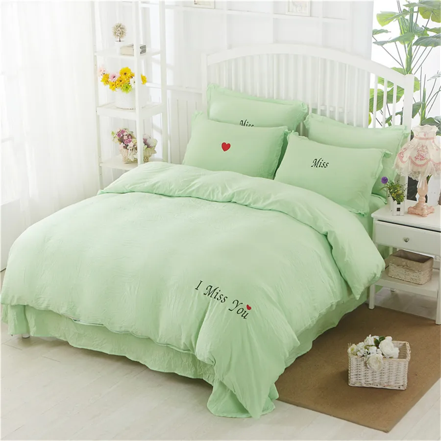 Bedding Set Simple Pure Color Green Bed Sheet Duvet Quilt Cover Soft Pillowcase Comfortable Queen Twin Size kid/adult Bedclothes
Bedding Set Simple Pure Color Green Bed Sheet Duvet Quilt Cover Soft Pillowcase Comfortable Queen Twin Size kid/adult Bedclothes