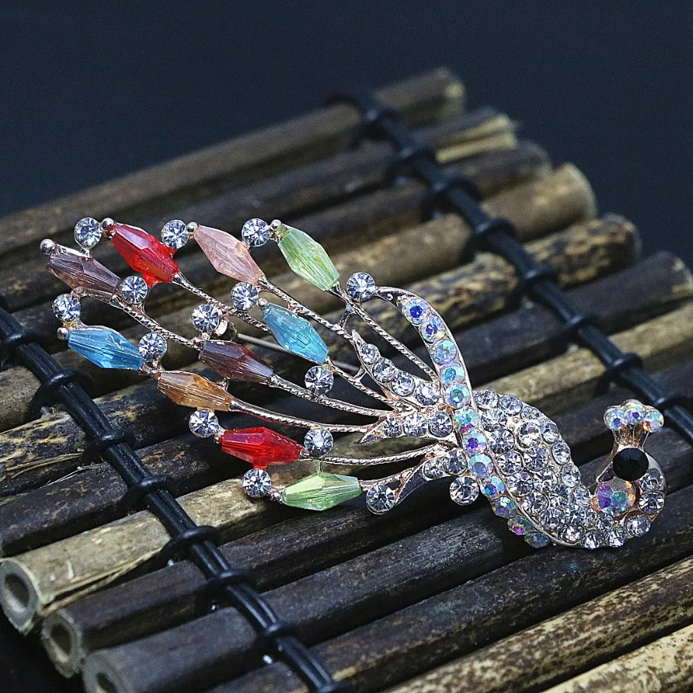 Multicolor rhinestone crystal long peacock brooch vintage antique rose gold-color garment decoration pins jewelry B1438
Multicolor rhinestone crystal long peacock brooch vintage antique rose gold-color garment decoration pins jewelry B1438