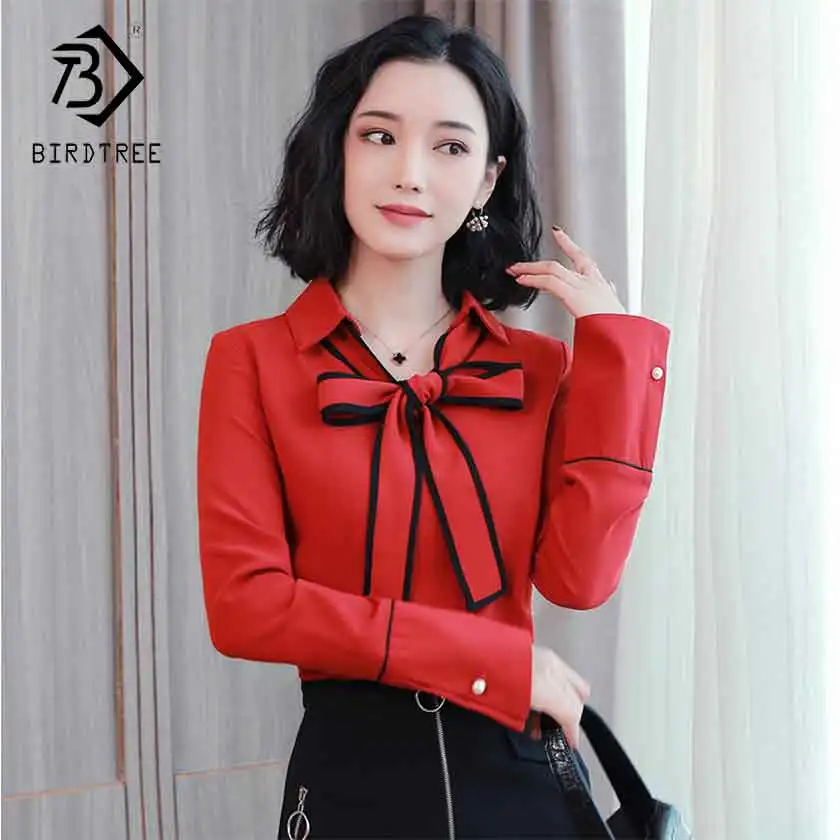2019 New Arrival Spring Korean Women Contrast Color Bow Turn-down Chiffon Blouse Fashion Office Lady Red Blue Top Hot T93218X
2019 New Arrival Spring Korean Women Contrast Color Bow Turn-down Chiffon Blouse Fashion Office Lady Red Blue Top Hot T93218X