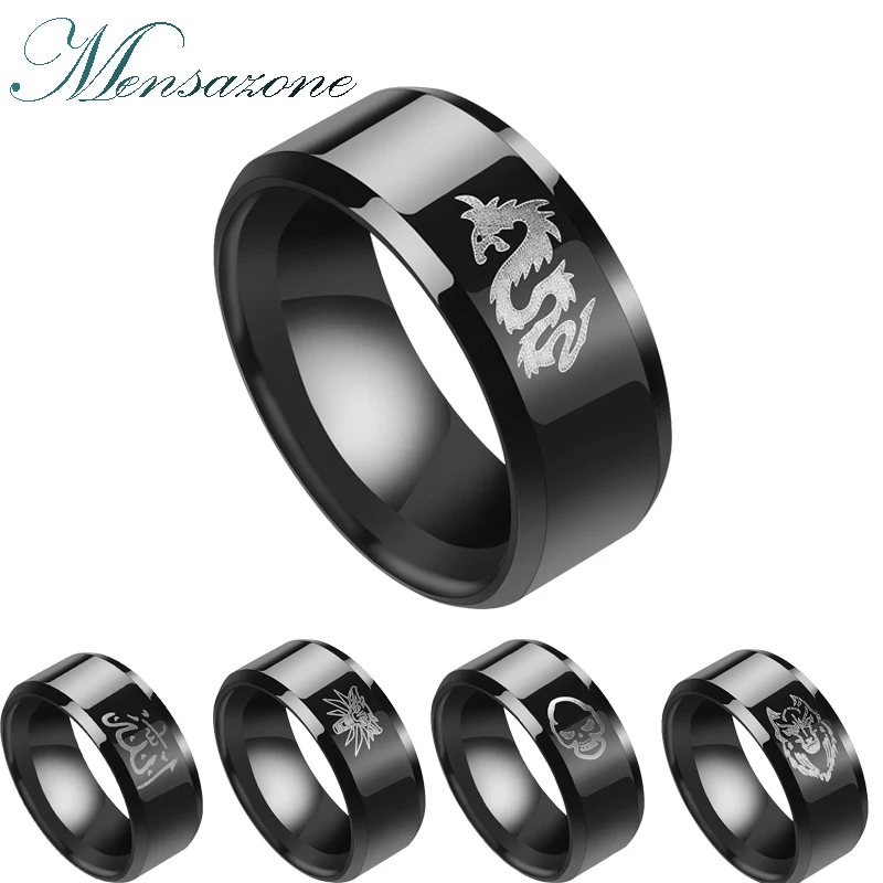 MENSAZONE 8MM Wide Titanium Steel Dragon Witcher 3 Skull Wolf Ring For Men Laser Engraved Logo Black Ring Drop Shipping
MENSAZONE 8MM Wide Titanium Steel Dragon Witcher 3 Skull Wolf Ring For Men Laser Engraved Logo Black Ring Drop Shipping