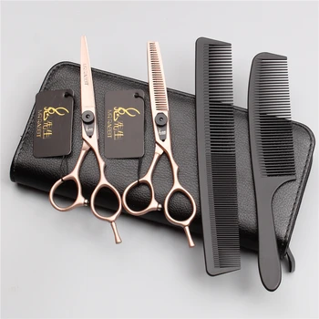 4Pcs 6" 17.5cm 440C Mr Rabbit Hairdressing Scissors Thinning Shears Cutting Scissors Professional Hair Scissors Add Combs T9015