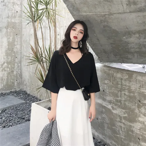 Lazy Korean Style 2 Piece Set Women V-neck Half Sleeves Tops Ankle-length White Skirts Casual Women Sets Clothes
Lazy Korean Style 2 Piece Set Women V-neck Half Sleeves Tops Ankle-length White Skirts Casual Women Sets Clothes