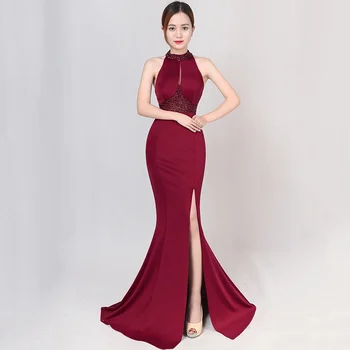 Wine Red Crystal Beads Halter Hollow Out Backless Sleeveless Open Split Sexy Dresses Long Bodycon Dress Nightclub Party Wear
Wine Red Crystal Beads Halter Hollow Out Backless Sleeveless Open Split Sexy Dresses Long Bodycon Dress Nightclub Party Wear