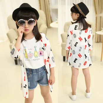 Letter Kids Girl Sunscreen Clothing Knitted 2018 New Summer Thin Three Quarter Sleeve Medium Large Children's Sunscreen Clothing
Letter Kids Girl Sunscreen Clothing Knitted 2018 New Summer Thin Three Quarter Sleeve Medium Large Children's Sunscreen Clothing