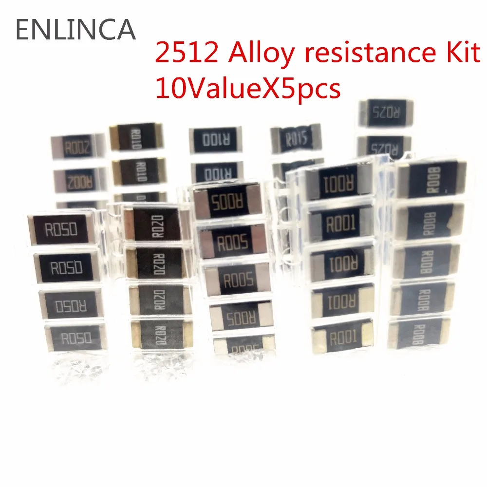 50PCS Alloy resistance kit 2512 SMD Resistor Samples kit 10 kindsX5pcs=50pcs R001 R002 R005 R008 R010 R015 R020 R025 R050 R100
50PCS Alloy resistance kit 2512 SMD Resistor Samples kit 10 kindsX5pcs=50pcs R001 R002 R005 R008 R010 R015 R020 R025 R050 R100