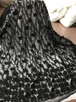 Luxury 3d flower African net lace textile Graceful black French tulle embroidery lace fabric yaking-51541
Luxury 3d flower African net lace textile Graceful black French tulle embroidery lace fabric yaking-51541