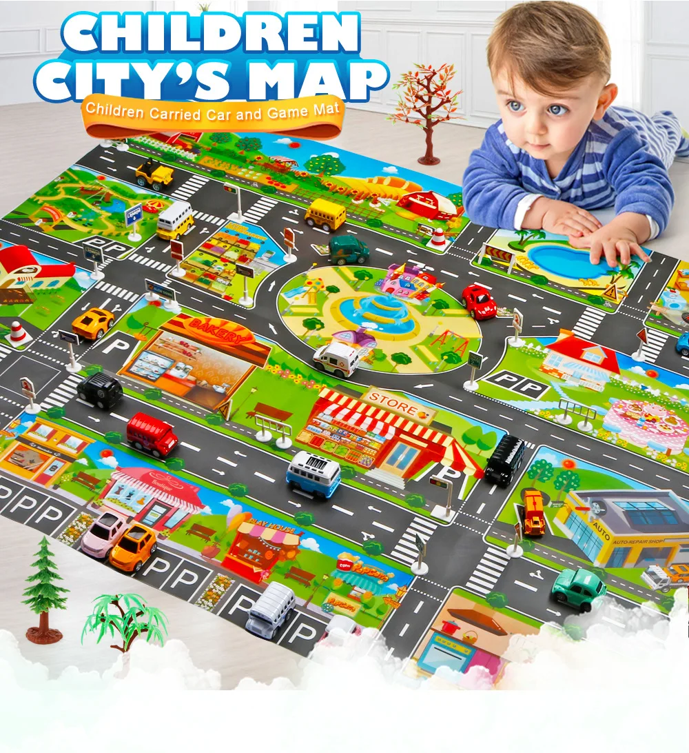 Kinder Spielmatte Simulation Auto Verkehr Parkplatz Karte Puzzle Pad für Kind 