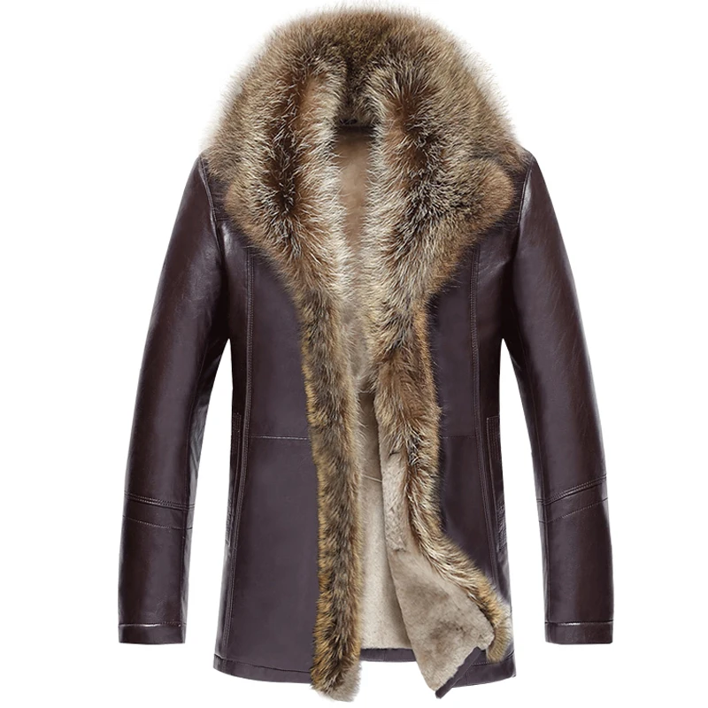 Business Men Leather Fur Jacket Coat turn down fur Collar Male Solid Color Winter warm Thicken Leather Jacket Casual Outwear
Business Men Leather Fur Jacket Coat turn down fur Collar Male Solid Color Winter warm Thicken Leather Jacket Casual Outwear