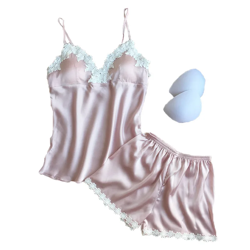Summer Silk Pajama Set for Women Home Night Sleeping Soft Top Short Nightgown Lady Pyjama Suit Female Home Wearing
Summer Silk Pajama Set for Women Home Night Sleeping Soft Top Short Nightgown Lady Pyjama Suit Female Home Wearing