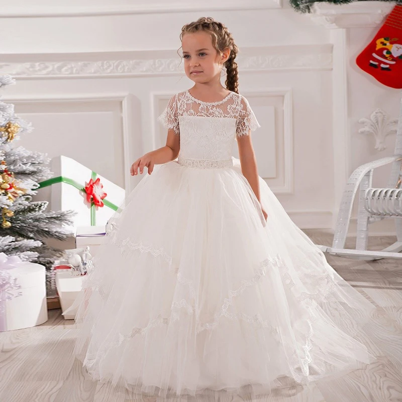 Grace White Formal Ankle Length Tribute Silk Tulle Tiered Wedding New Year Hollow Back Ball Gowns Little Girl Evening Gowns 2016
Grace White Formal Ankle Length Tribute Silk Tulle Tiered Wedding New Year Hollow Back Ball Gowns Little Girl Evening Gowns 2016
