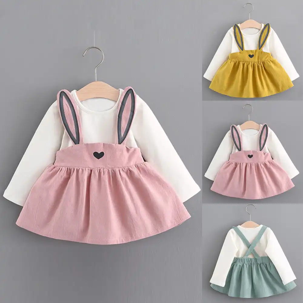 0-3 years old autumn baby kids toddler girl dresses cute rabbit