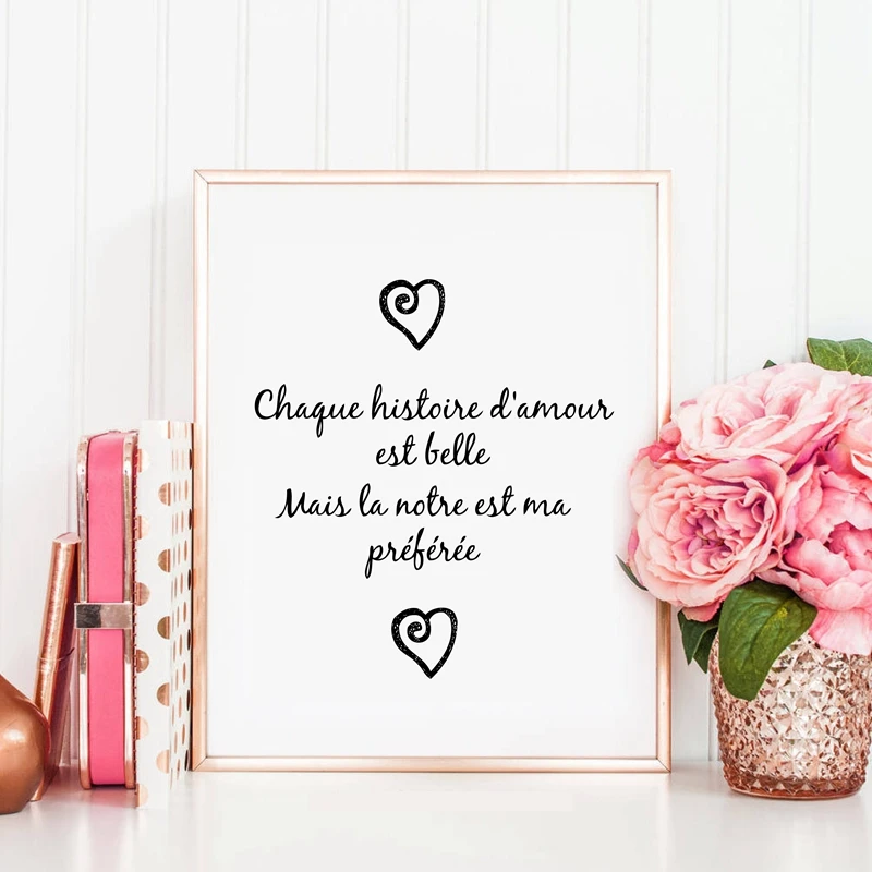 French Version Chaque Histoire d'amour Canvas Painting Wall Art Poster , Love Canvas Prints French Bedroom Romantic Wall Decor
French Version Chaque Histoire d'amour Canvas Painting Wall Art Poster , Love Canvas Prints French Bedroom Romantic Wall Decor