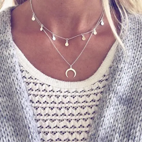 2019 New Necklace Multi-layer Wafer Moon Necklace Selling Jewelry Wholesale Fashion Necklace With Silver Joker Female Necklace
2019 New Necklace Multi-layer Wafer Moon Necklace Selling Jewelry Wholesale Fashion Necklace With Silver Joker Female Necklace