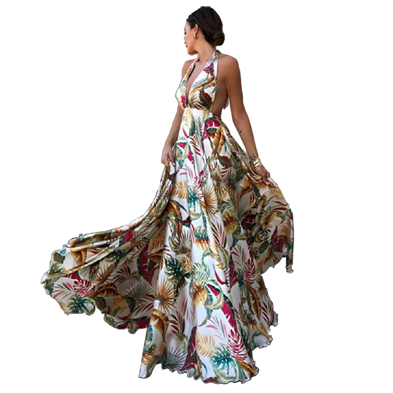 Women Dress Sexy Sleeveless Halter Blackless Sundress Female Elegant Vintage Long Dresses Printed Boho Party Vestidos Plus Size
Women Dress Sexy Sleeveless Halter Blackless Sundress Female Elegant Vintage Long Dresses Printed Boho Party Vestidos Plus Size