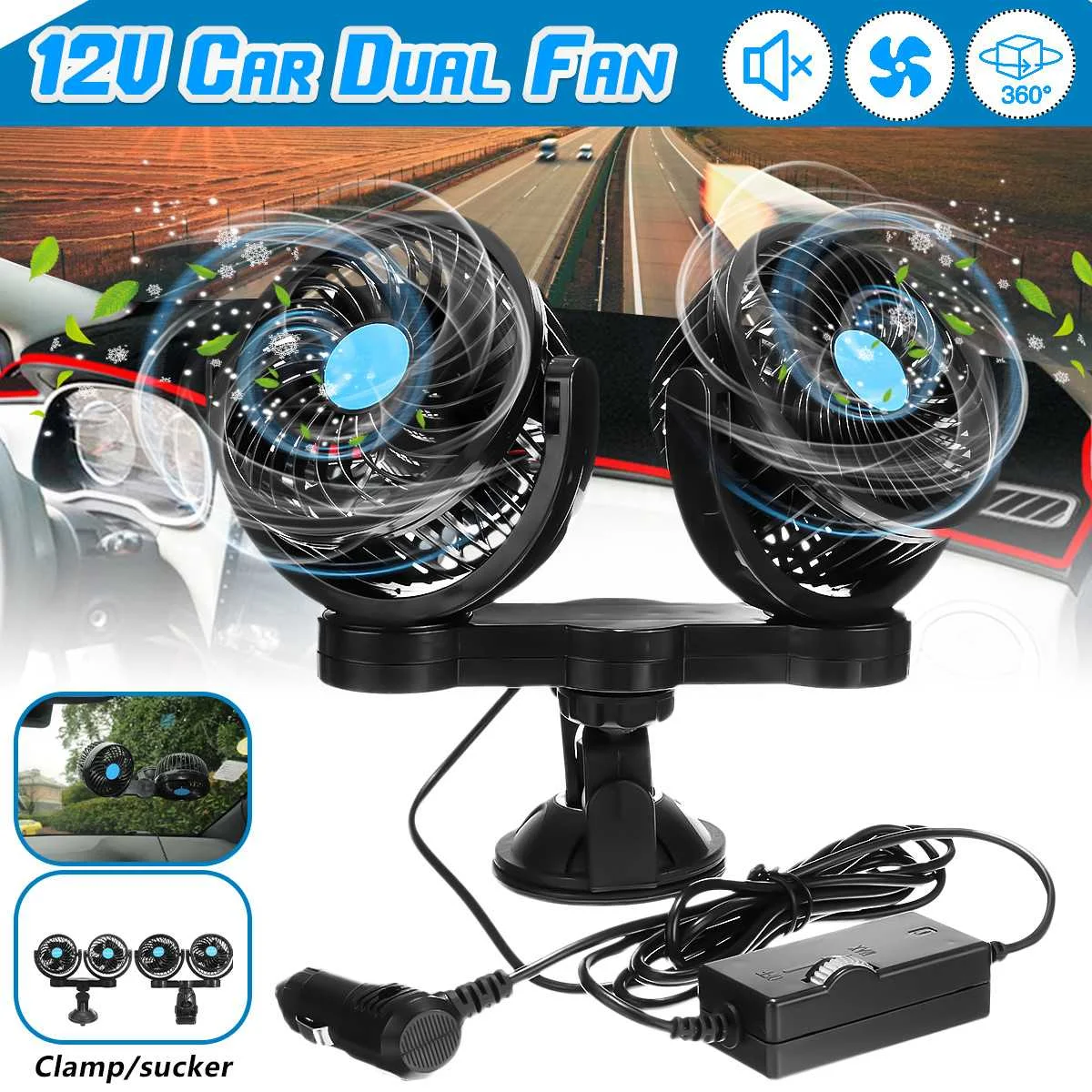 12V Car Air Cooling Double Fan Low Noise All-Round Adjustable Air Cooler Electric Fan Accessories For Auto Truck Home RV
12V Car Air Cooling Double Fan Low Noise All-Round Adjustable Air Cooler Electric Fan Accessories For Auto Truck Home RV