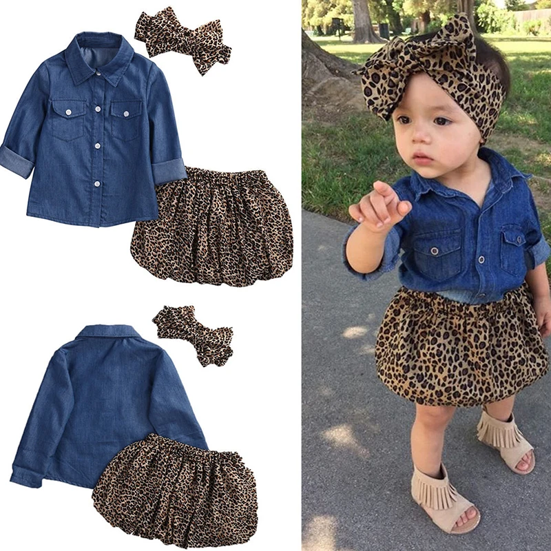 Bear Leader Girls Clothes Suits 2019 Summer Children Demin Button Shirt Leopard Dress Bow Headband 3pc Baby Girls Clothes Sets
Bear Leader Girls Clothes Suits 2019 Summer Children Demin Button Shirt Leopard Dress Bow Headband 3pc Baby Girls Clothes Sets