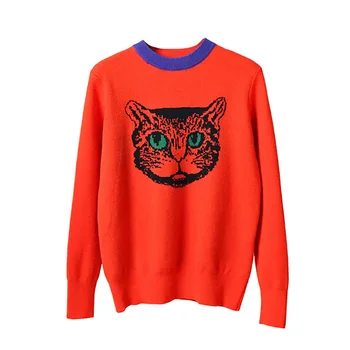 Runway Designer Red Cat Print Knitted Sweaters Pullovers Women 2018 Autumn Winter Long Sleeve Harajuku Sweet Jumper Clothes 
Runway Designer Red Cat Print Knitted Sweaters Pullovers Women 2018 Autumn Winter Long Sleeve Harajuku Sweet Jumper Clothes