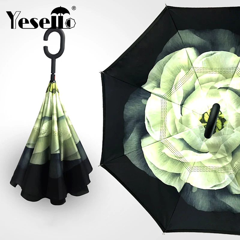 Yesello Flower Gardenia Folding Double Layer Inverted Umbrella Self Stand Inside Out Rain Protection Long C-Hook Hands For Car
Yesello Flower Gardenia Folding Double Layer Inverted Umbrella Self Stand Inside Out Rain Protection Long C-Hook Hands For Car