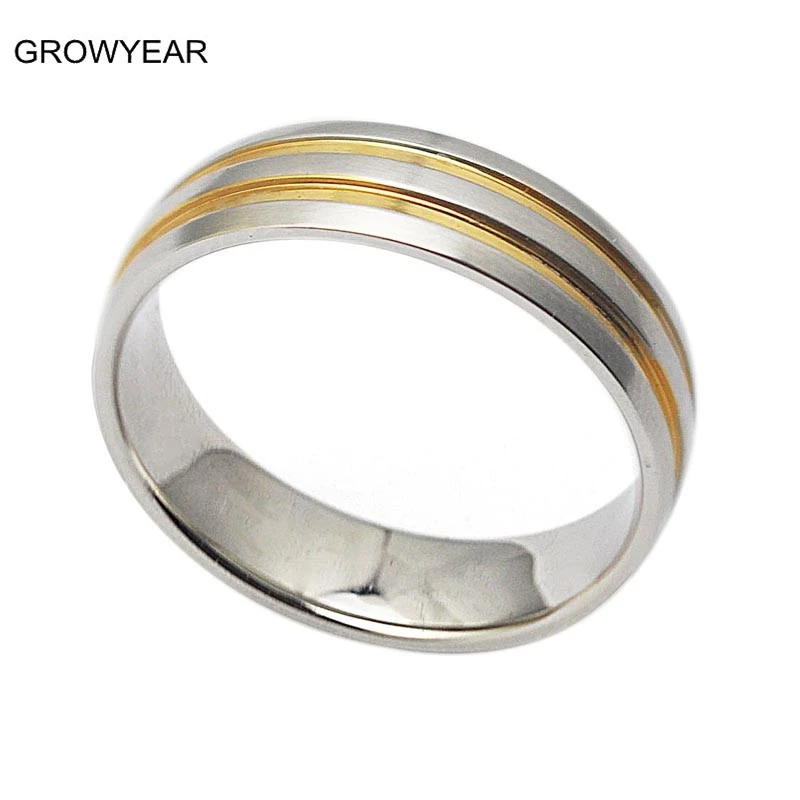 Unisex Two Gold Lines Finger Rings Width 6mm Silver Color Women Mens Stainless Steel Wedding Band Ring Size 8 9 10 11 12 13
Unisex Two Gold Lines Finger Rings Width 6mm Silver Color Women Mens Stainless Steel Wedding Band Ring Size 8 9 10 11 12 13