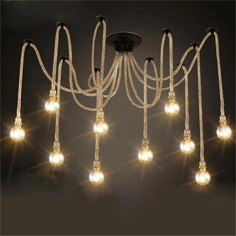 Smuxi Vintage Retro Industrial Spider Loft Hemp Rope Chandeliers Lights 4 6 8 10 12 Heads Ceiling For Dining Room Bar
Smuxi Vintage Retro Industrial Spider Loft Hemp Rope Chandeliers Lights 4 6 8 10 12 Heads Ceiling For Dining Room Bar