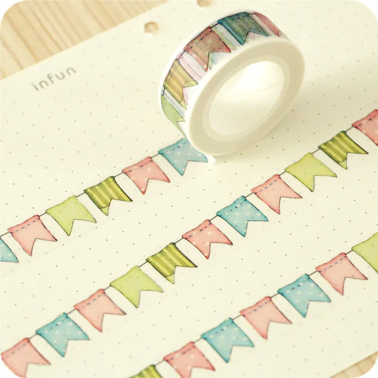 1.5cm*10m Lovely Colorful Flags Washi Tape DIY decoration Scrapbooking Sticker Label Masking Tape School Office Supply
1.5cm*10m Lovely Colorful Flags Washi Tape DIY decoration Scrapbooking Sticker Label Masking Tape School Office Supply