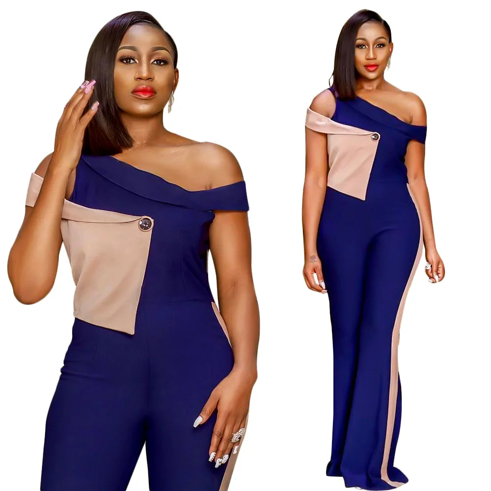 New 2019 summer style, fashionable, clashing colors, sloping shoulders, temperament commuter style, one-piece flared pants
New 2019 summer style, fashionable, clashing colors, sloping shoulders, temperament commuter style, one-piece flared pants