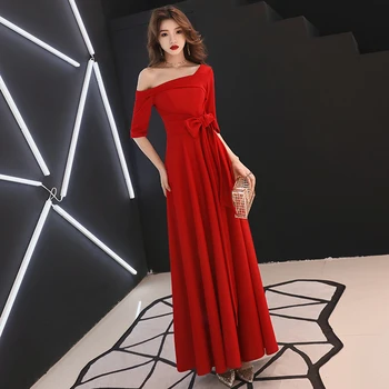 Red Full Length Maxi Evening Dresses Qipao Women Satin Elegant Extuisite Bride Wedding Dress One Shoulder Vestidos With Bow
Red Full Length Maxi Evening Dresses Qipao Women Satin Elegant Extuisite Bride Wedding Dress One Shoulder Vestidos With Bow