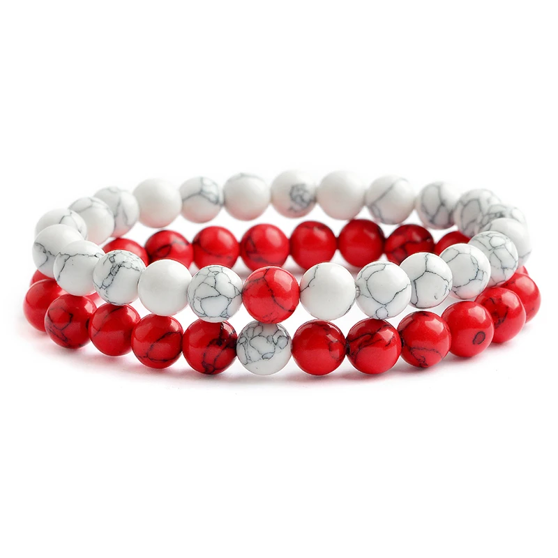 2 Pcs/set Couples Bracelet Natural Stone White and Red Beaded Bracelet Multiple Fashion Beads Bracelet for Women Men Friend Gift
2 Pcs/set Couples Bracelet Natural Stone White and Red Beaded Bracelet Multiple Fashion Beads Bracelet for Women Men Friend Gift