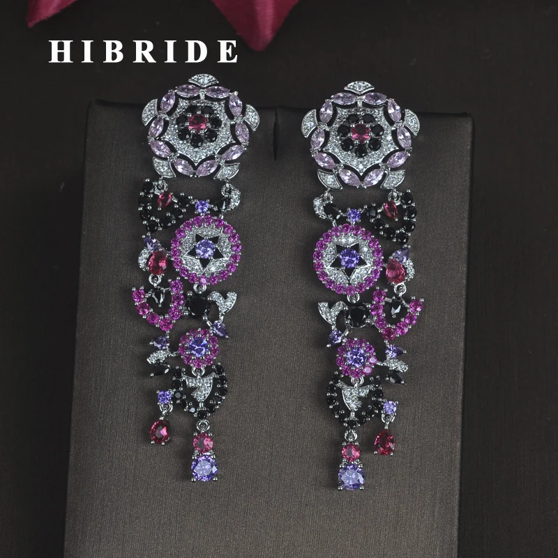 HIBRIDE Charm Multicolor Flower Shape Cubic Zircon Women Bride Drop Earrings Dangle Earring Pendientes mujer moda E-684
HIBRIDE Charm Multicolor Flower Shape Cubic Zircon Women Bride Drop Earrings Dangle Earring Pendientes mujer moda E-684