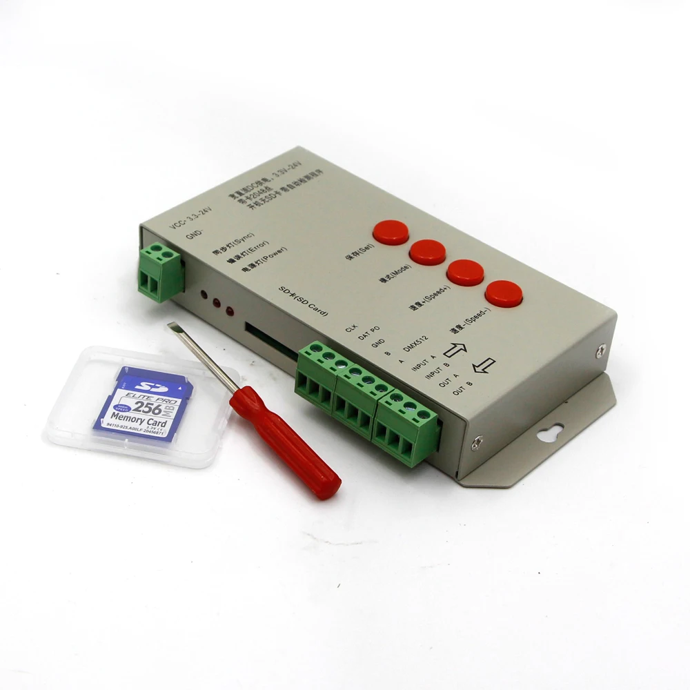LED T1000S 256 SD Card Pixels RGB full color Controller dimmer for WS2812B DMX512 ws2811 WS2801 LPD8806 APA102 strip light lamp
LED T1000S 256 SD Card Pixels RGB full color Controller dimmer for WS2812B DMX512 ws2811 WS2801 LPD8806 APA102 strip light lamp