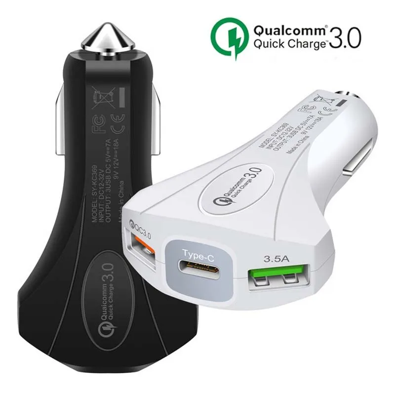 Universal 12V-24V QC3.0 Quick Charger with Dual USB+Type C Port Car Suv Fast Power Charging Adapter for Mobile Phone Tablet
Universal 12V-24V QC3.0 Quick Charger with Dual USB+Type C Port Car Suv Fast Power Charging Adapter for Mobile Phone Tablet